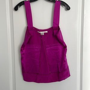 Fuchsia silk studded DVF top